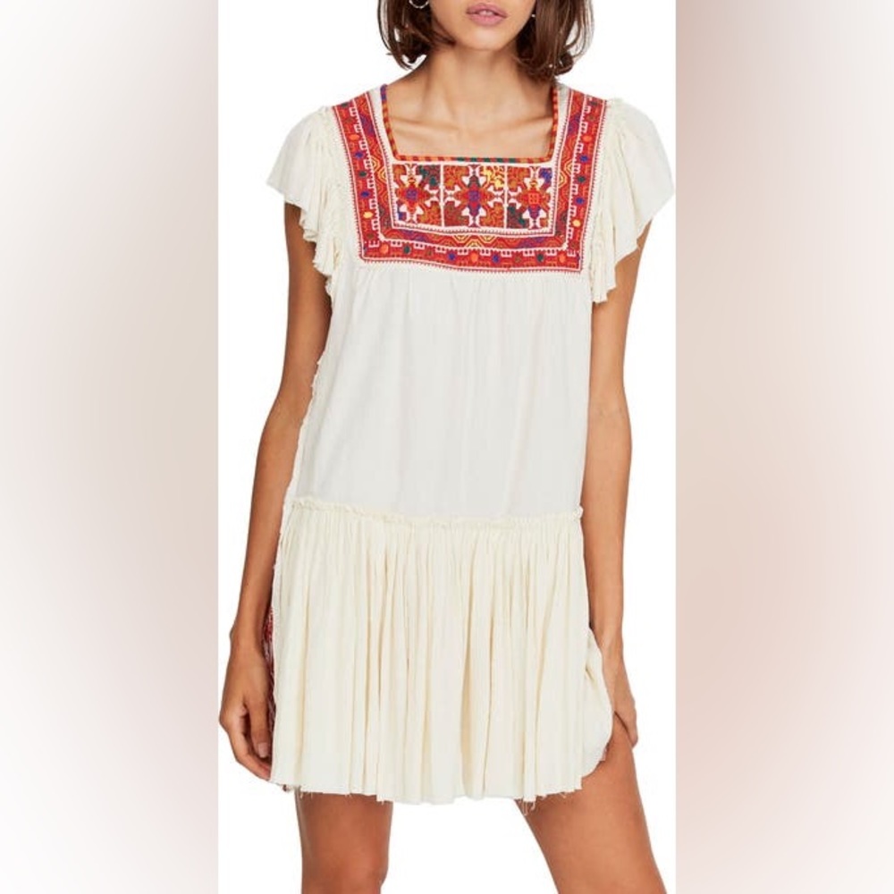 Free People Day Glow Mini Dress, Neutral Small